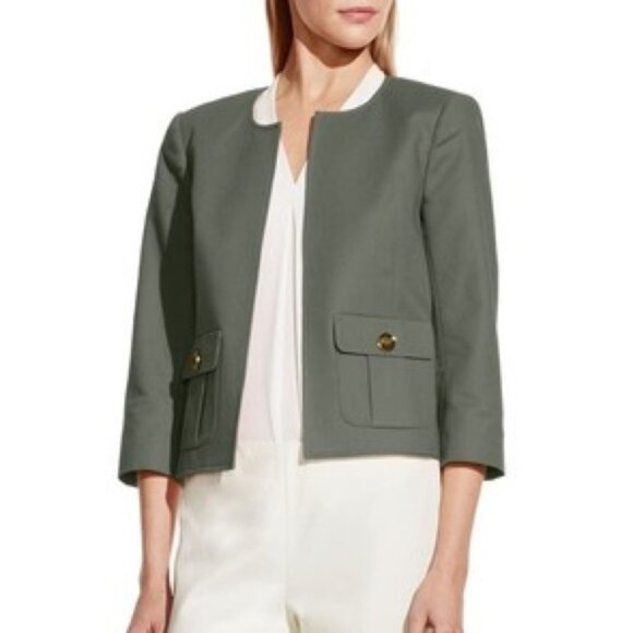 Vince Camuto Kiss Front Crop Jacket in Sage - Picture 3 of 8